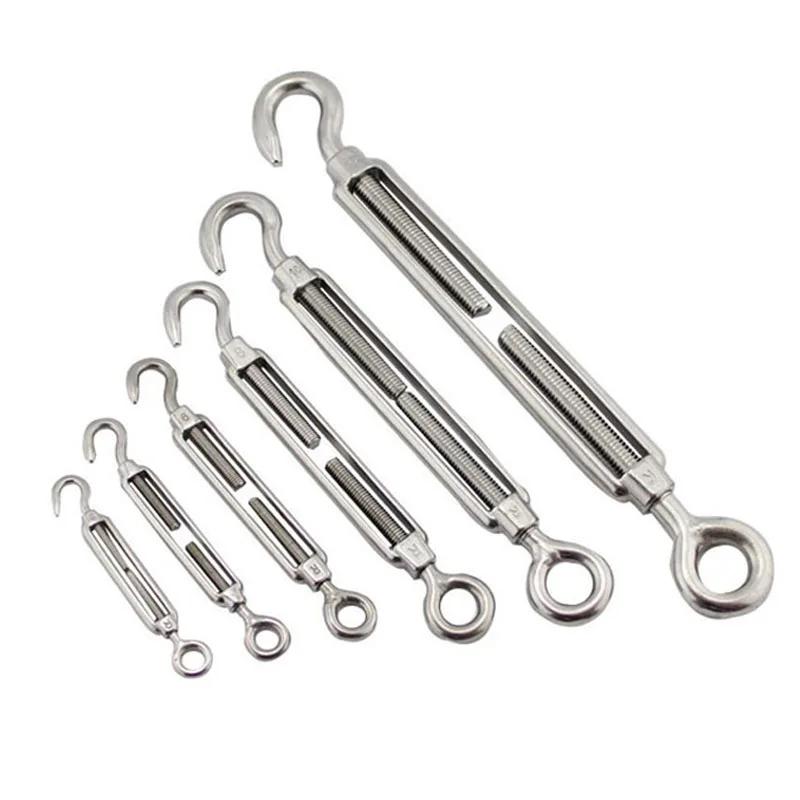 

10Pcs/4Pcs 304 Stainless Steel Optional M4 M5 M6 M8 M10 M12 Adjusting Chains Rigging Hook & eye Turnbuckle