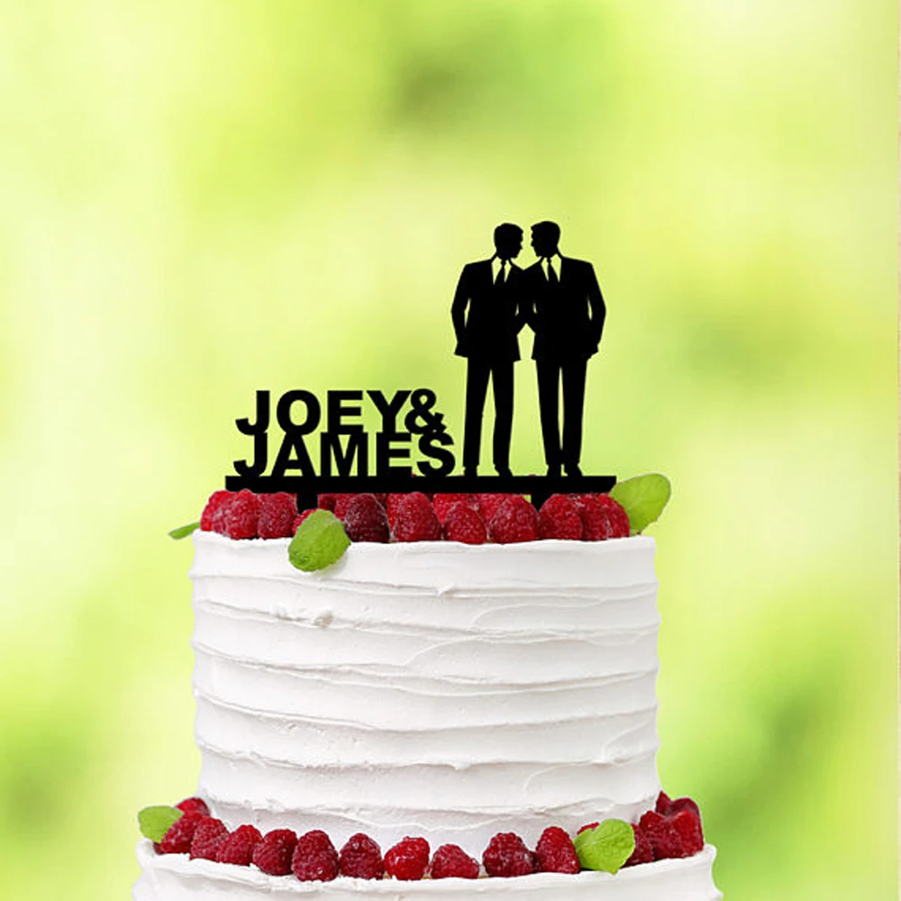 His and His Gay Wedding Cake Topper Gay Same Sex Wedding Mr & Mr Gay Couple Two Men cake topper Custom Acrylic wood cake topper
