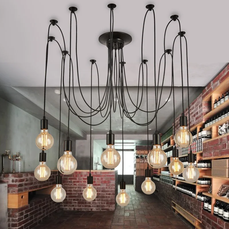 Loft Retro big Spider Chandelier Lighting DIY Lights Edison Retro