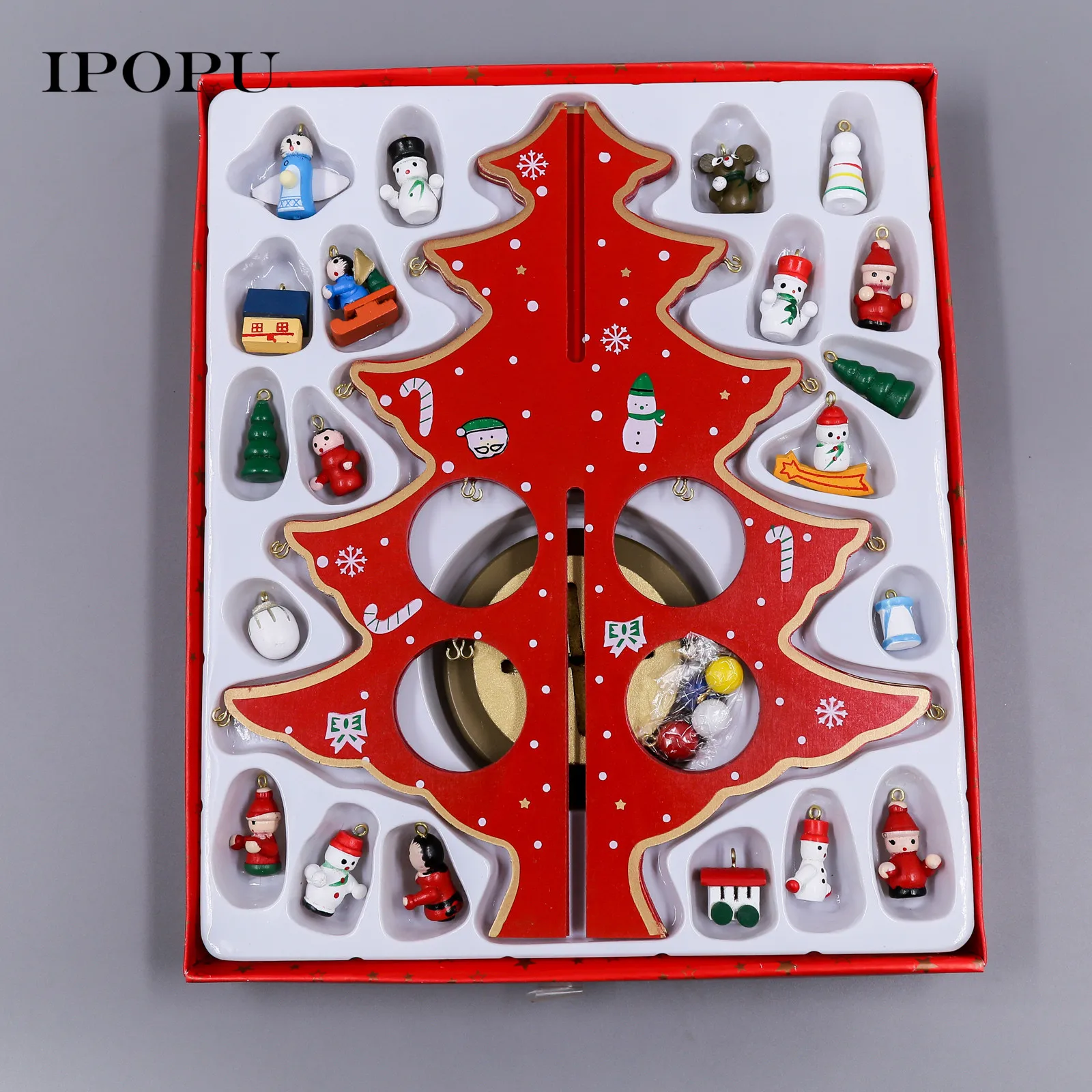 DIY Christmas Wooden Tree Decorations With Cute Dolls Animal Star Hanging Toys For Christmas Gift Home Party Decoration