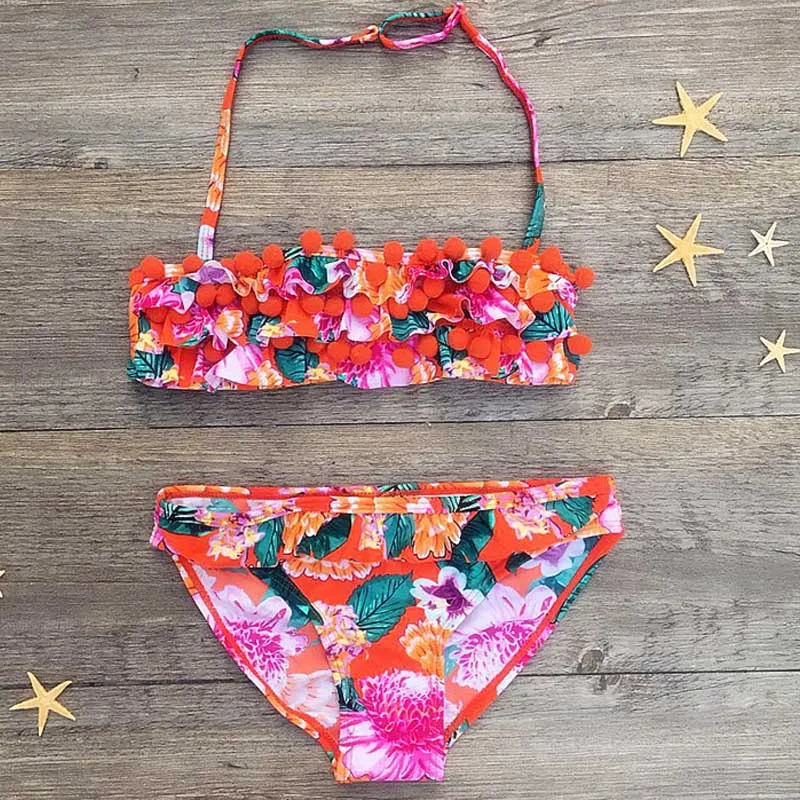 

New 2019 Toddler Girls Swimsuits Two-piece Swim Suits Print With Floral Baby Girl Bikini Sets Children Swimwear Kids Beachwear
