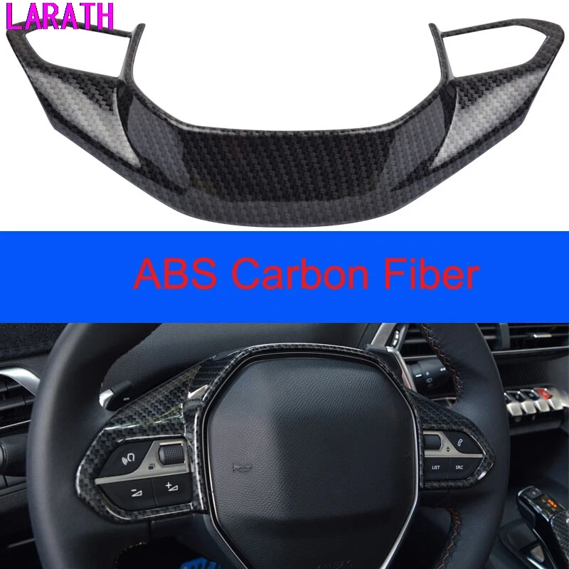 For Peugeot 3008 GT 5008 2017 2018 2019 steering wheel sticker Carbon fiber button trim frame accessories  Автомобили | Хромирование -32856496814