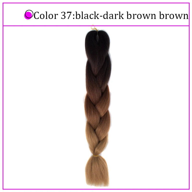 Yiyaobess Synthetic Ombre Braiding Hair Crochet Jumbo Braids Hair Extension 100g 24inch Black African Braids Pigtail Hair - Цвет: #2