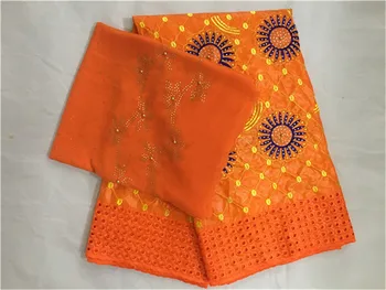 

Basin riche fabric with stones and beads orange bazin brode fabric 2019 tissu african broderie latest bazin riche 5+2yards/lot