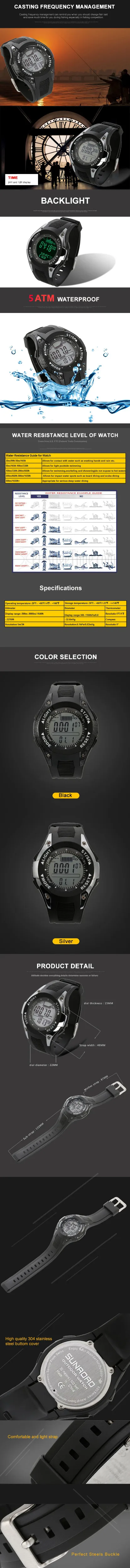 Sunroad fishing barometer watch FX702  description photo 02