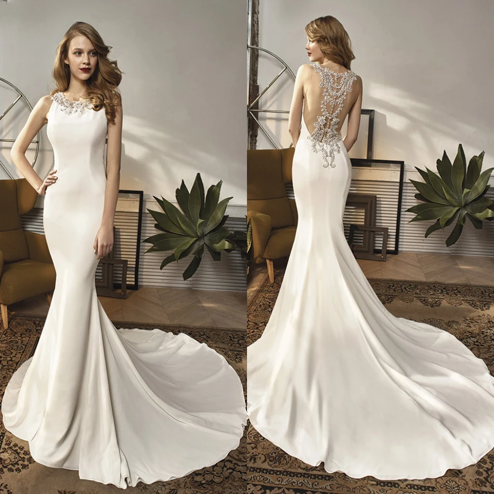 Vestido de noiva сексуальные иллюзии Русалка Свадебные платья 2019 Новое свадебное платье невесты платье суд Поезд Robe de mariée мягкий Атлас