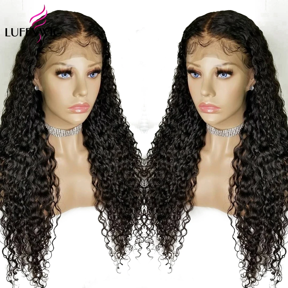 LUFFYHAIR remy Волосы Кудрявые 13X6 парик фронта шнурка монголоидные человеческие волосы 250% высокая плотность предварительно сорвал глубокий парик Детские волосы