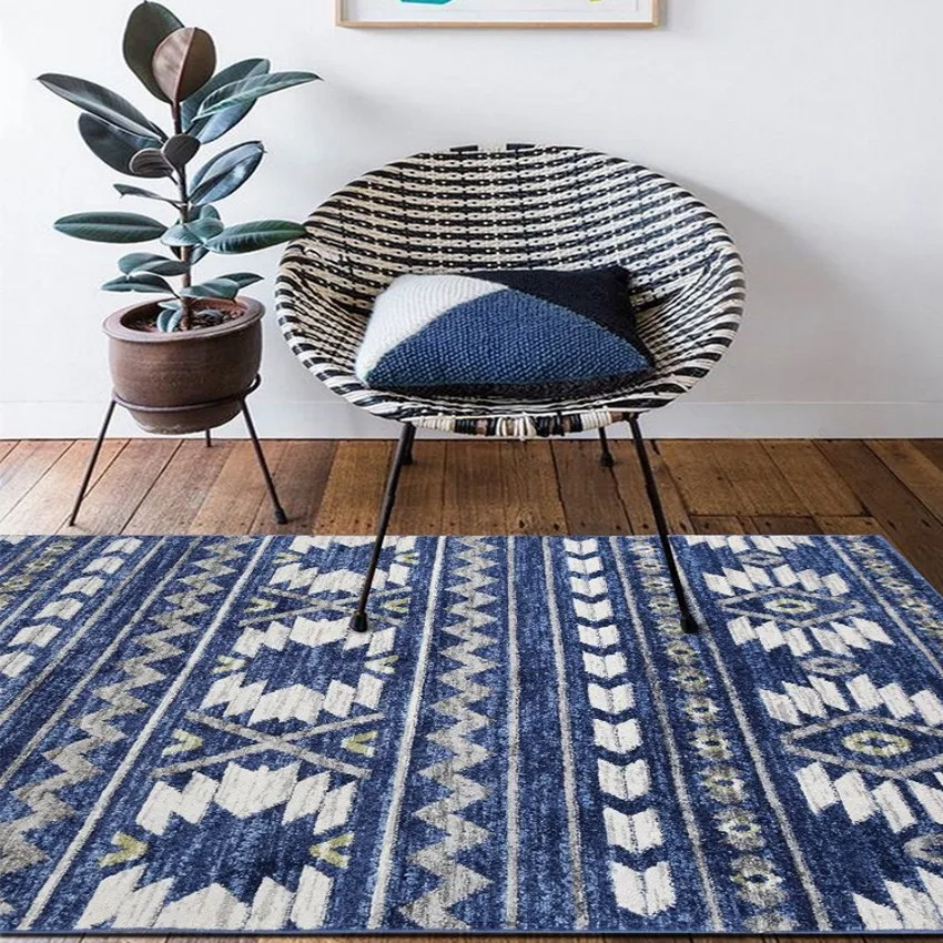 Коврик для гостиной в скандинавском стиле с геометрическим рисунком, большой размер, пасторальный ковер для украшения дома, прикроватный ковер