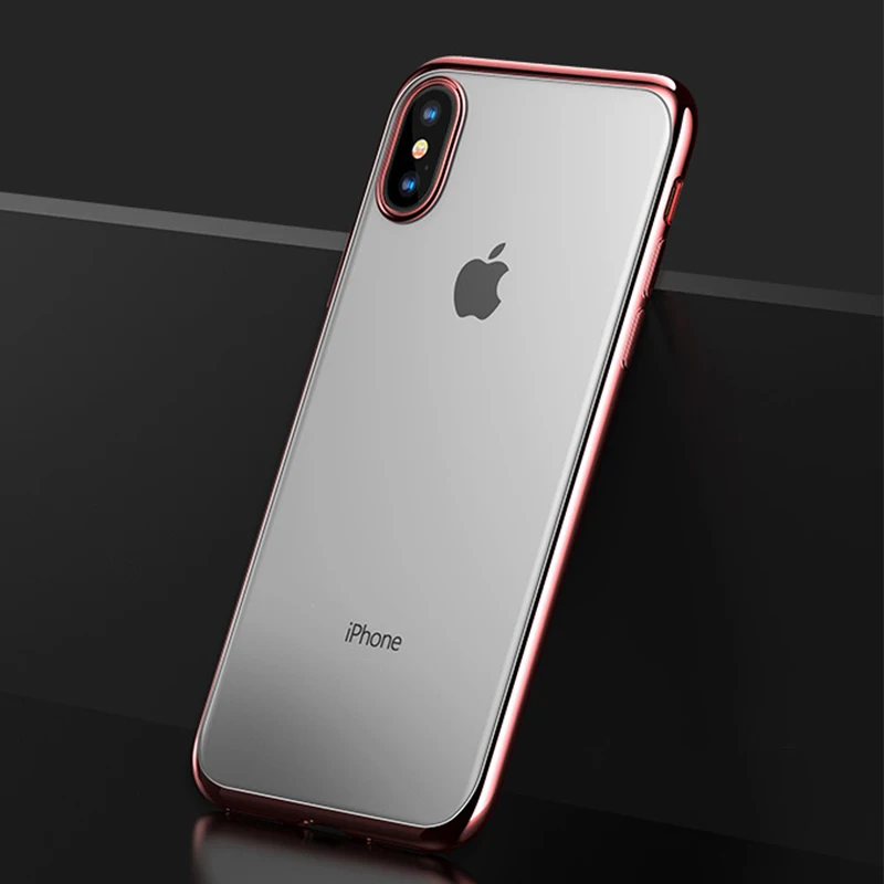 Ультратонкий чехол из ТПУ с покрытием для iPhone XS Max XR X 7 8 6S Plus прозрачный мягкий силиконовый защитный чехол на заднюю панель Fundas