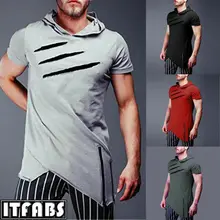 Модные мужские облегающие с коротким рукавом повседневные толстовки с капюшоном летние рубашки для йоги