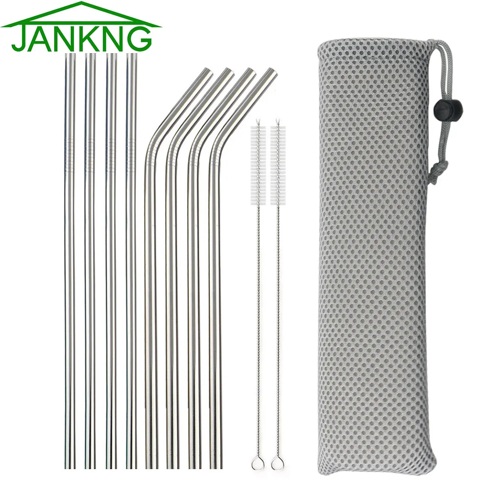 

JANKNG Reusable Drinking Straws Silver Metal Straw 304 Stainless Steel Sturdy Bent Straight Straw Bar Party Accessory Drosphip