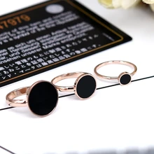 YUN RUO, модное классическое черное кольцо, титановая сталь, розовое золото, ювелирное изделие, свадебный аксессуар-кольцо, женский подарок на день рождения для девочки