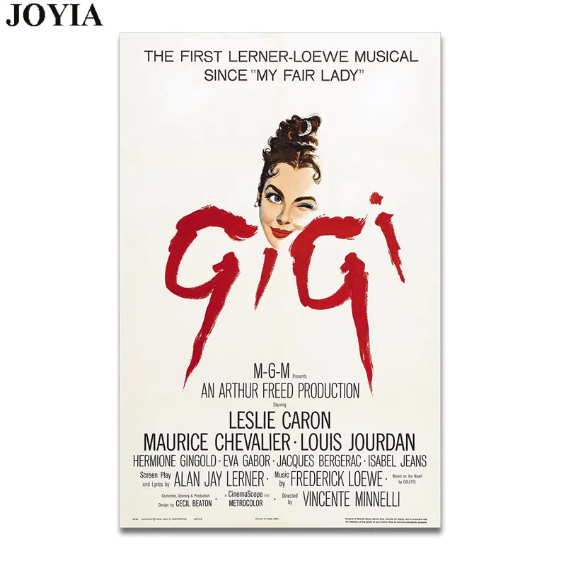 Us 52 20 Offhollywood Classic Movie Gigi Poster Fabric Art Metro Goldwyn Mayer Film Picture Leslie Caron Vintage Prints For Wall Decor In Painting - 