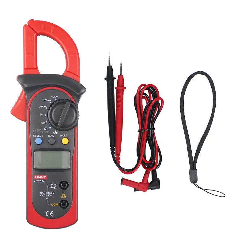 

UNI-T UT202A 600A Digital Clamp Meters Digital Volt Amp Ohm HZ Temp Capacitance Tester Data hold With Auto Range