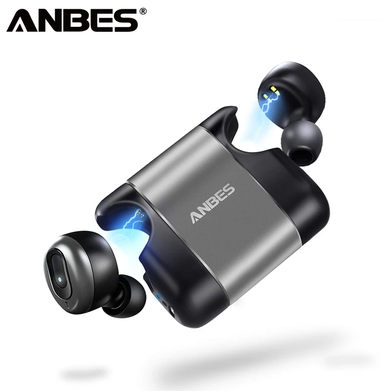 ANBES Мини Bluetooth наушники супер бас звук V5.0 TWS беспроводные Спорт Hands free гарнитура