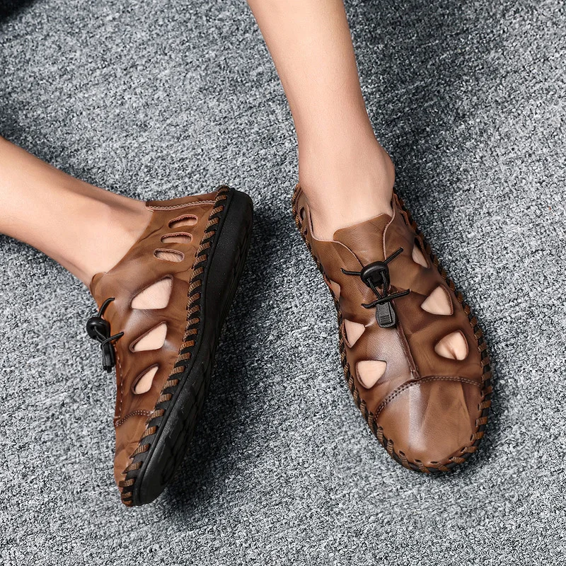 ZUNYU New Summer Sandals Men Breathable High Quality Genuine Leather Sandals Man Flats Fashion Casual Beach Men's Shoes Size 48 ZUNYU New Summer Sandals Men Breathable High Quality Genuine Leather Sandals Man Flats Fashion Casual Beach Men's Shoes Size 48
