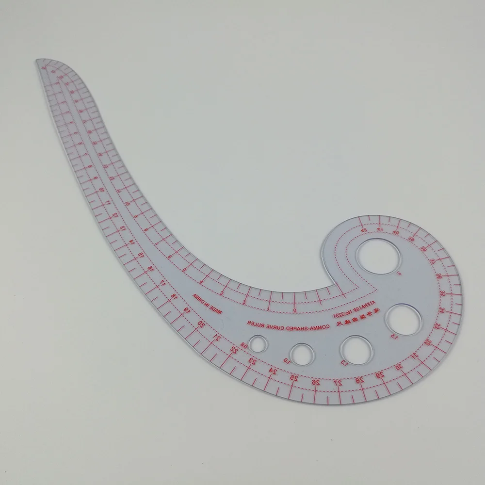 Multifunctional Sewing Tools Soft Plastic Comma Shaped Curve Ruler Styling Design Ruler French Curve 30 x 11cm Curve Ruler