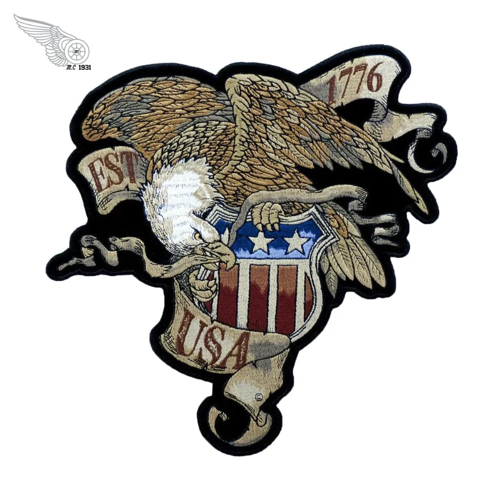 

1776 Flag Eagle of American Embroidered Patches military custom design For jacket Free Shipping