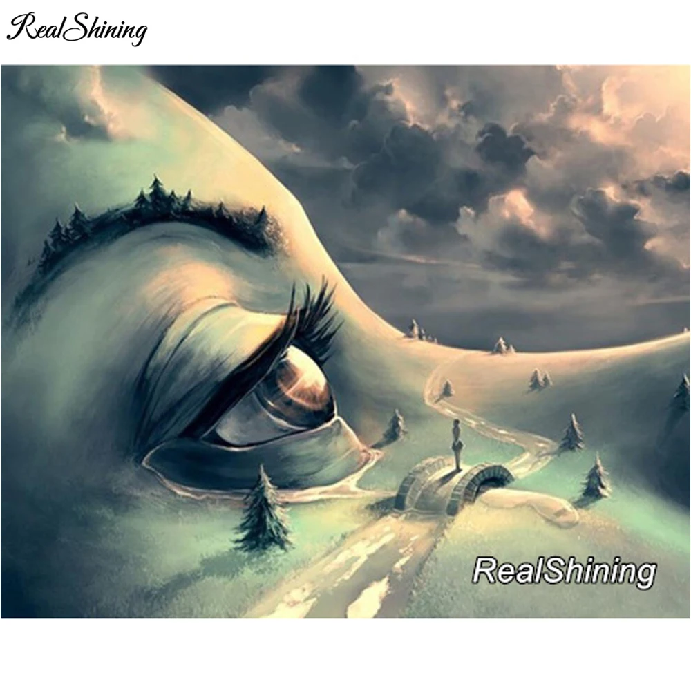 

REALSHINING DIY Diamond Painting Cross Stitch Eye Woman Needlework Home Decor Full Square Mosaic 5D Diamond Embroidery DM58