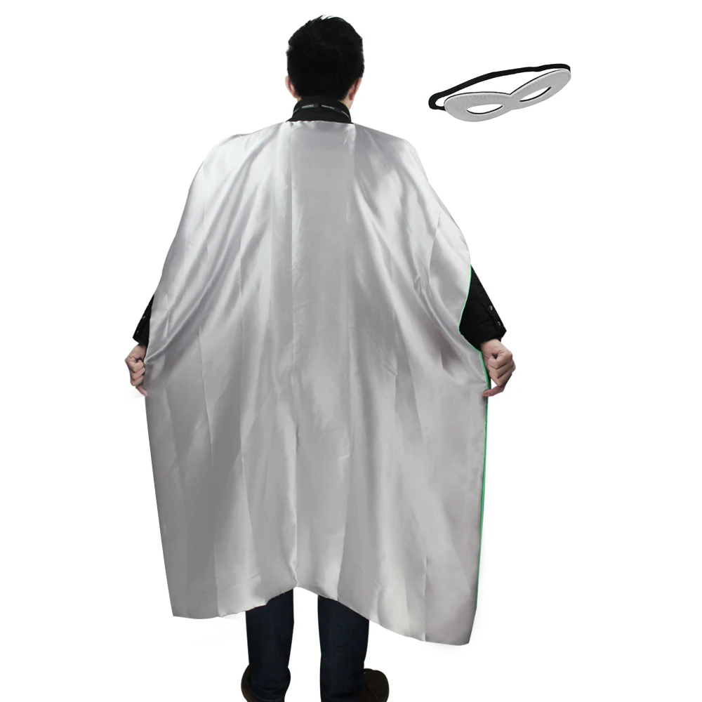 

140*90cm adult long silver cape costume+2 adult felt masks for dress up cosplay halloween costume lantern superhero cape