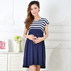 Платье для беременных хлопковая одежда для беременных Плюс Размер ledies полосатые платья для беременных vestido amarelo YYT026
