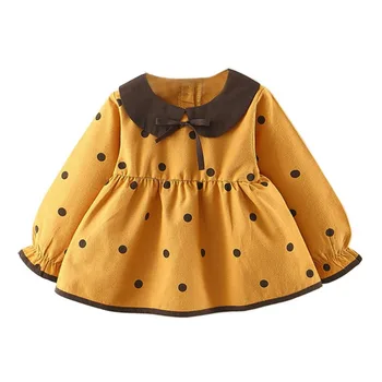 

Baby Girls Autumn Dress Kids Dot Print Dresses Cotton Long Sleeve Princess Sundress Outfits