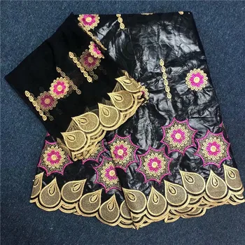 

Basin riche brocade 2018 high quality cotton embroidered bazin riche brocade lace fabric for women dresses 5+2yard LY-76