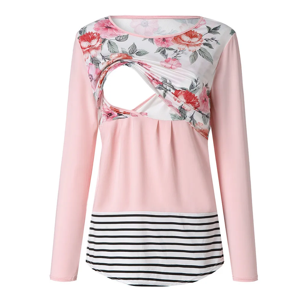 

Nursing Top Women Breastfeeding Floral Long Sleeve Loose Casual Winter for Feeding Maternity Pregnancy Clothes PlusSize 18Dec17