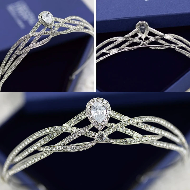 Beauty-Emily Bella Elegant grande flor de cabeca de cristal austriaco Tiara cabelo joias para o presente Wedding Accessores