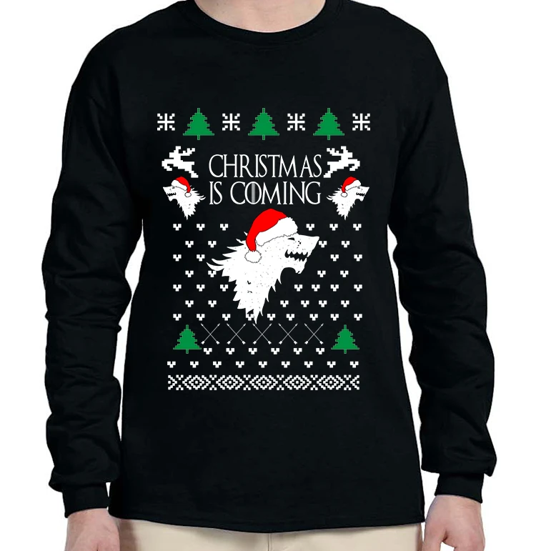 Men's Long Sleeve Christmas Is Coming House Stark Ugly Xmas (3)