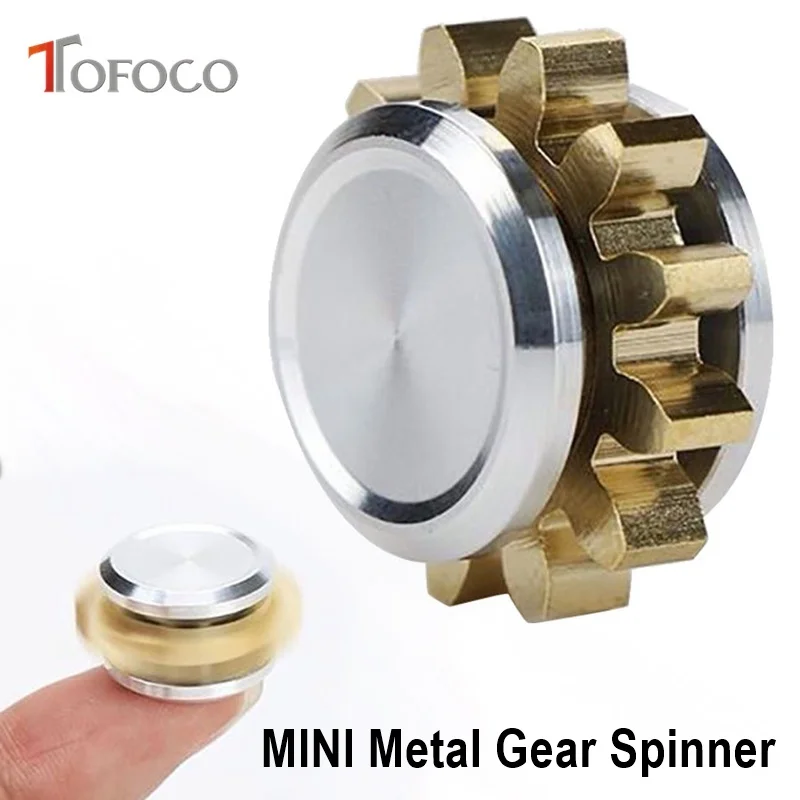 

TOFOCO New MINI Gear Fidget Spinner Metal Hand Spinners Anti Stress Figet Spiner Cube Finger Spinner Golden Copper Alloy