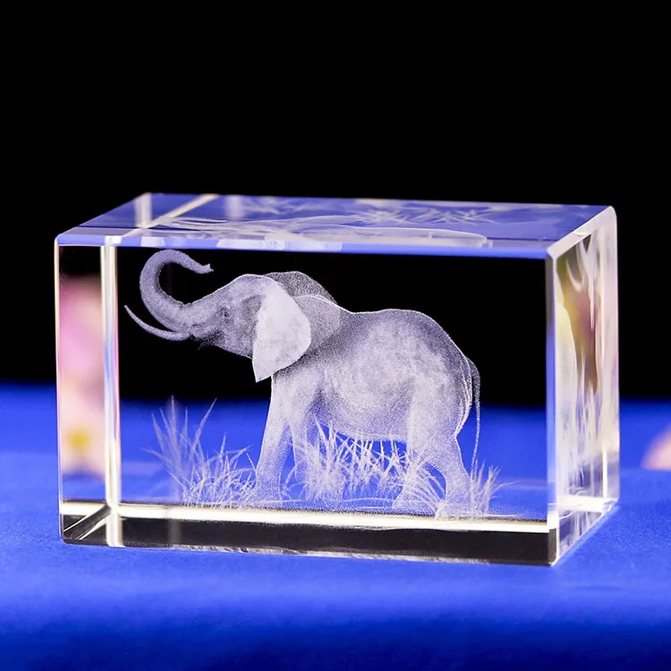

K9 Crystal Laser 3D Internal Sculpture Inter-engraving Statue Elephant Figurines and Miniatures Creative Gifts Crafts Home Decor