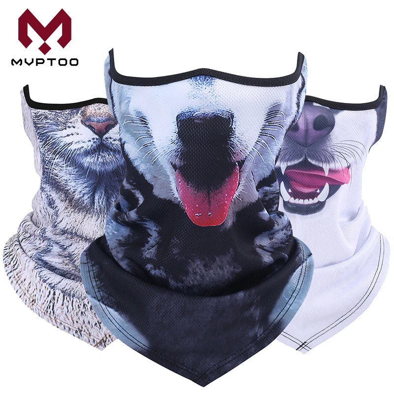 

3D Animal Bandanas Motorcycle Half Face Mask Cat Dog Husky Ski Tube Scarf Snowboard Moto Cycling Head Shield Balaclava Men Women