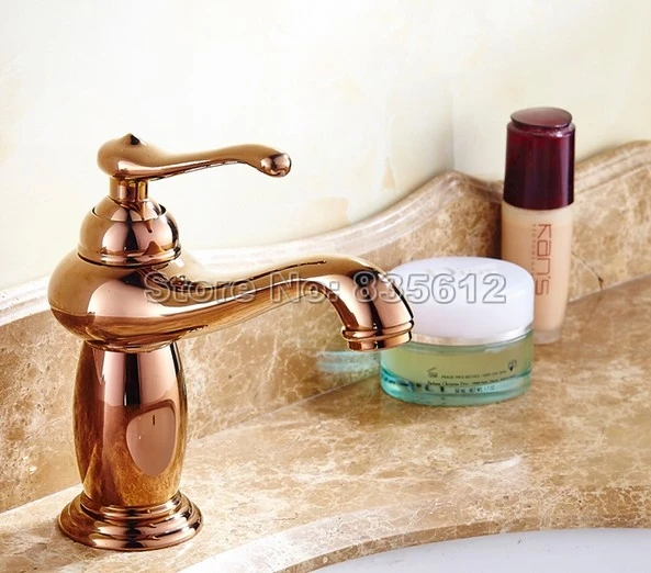 

NEW Rose Golden Bras Finish Single Handle Bathroom Basin Faucet Vessel Sink Mixer Tap Wgf035