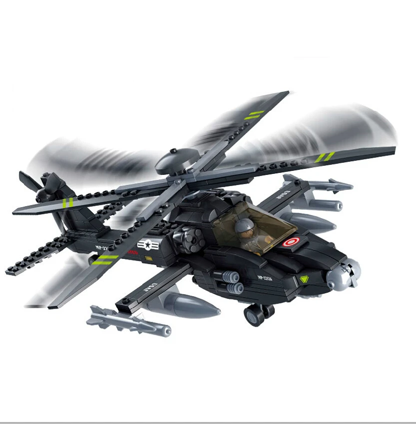 Sluban2014 военный Apache AH 64 0511 новые продукты боец модель строительные блоки Набор