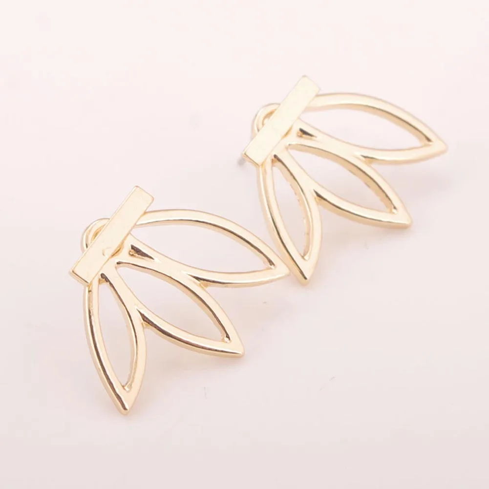 

2016 Ear Jacket Woman Jewelry / Silver tone 1 Piece Vintage Lotus Earrings Metal Bar Stud Earrings
