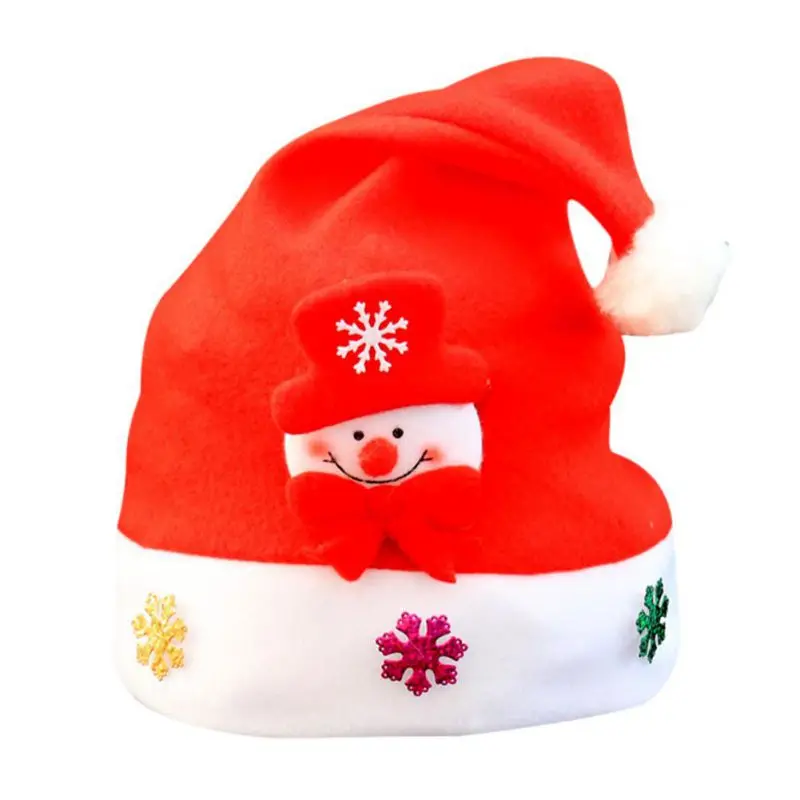 Разноцветные рождественские шапки с милым рисунком Санта-Клауса, снеговика, рождественские шапки для взрослых детей на Рождество, вечерние украшение для дома магазина