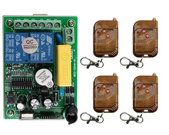 

NEW AC220V 1CH 10A RF Wireless Remote Control Switch System 4 transmitter & 1 receiver relay Receiver Smart Home Switch