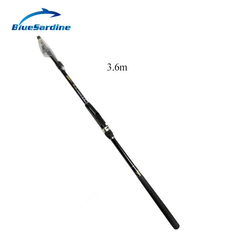 BlueSardine Quality 3.6m Telescopic Fishing Rods Carbon Fiber Spinning