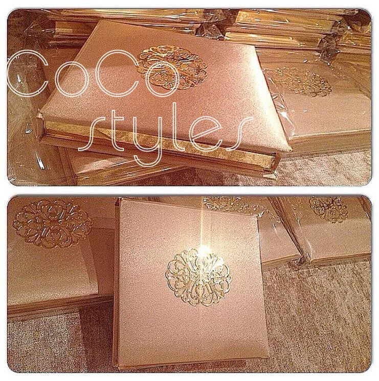  Cocostyles custom luxury 3D silk boxed invitation card with gold mirror acrylic and laser cut metal - 32864884313