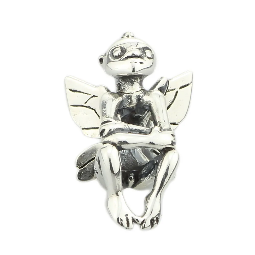 Emith Fla 925 пробы серебряные бусины-шармы DIY бусины в форме ангела винтажная Фантазийная подвеска «эльф» подходит для европейского Браслета Тролль