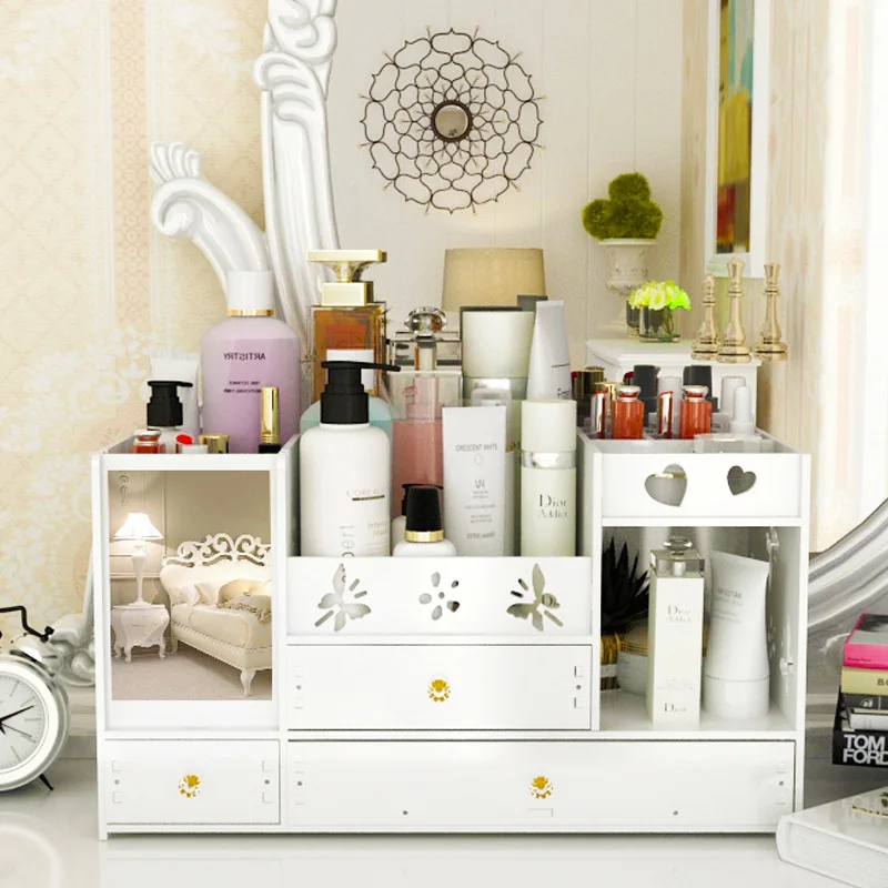 

Household desktop drawer skin care products mirror dressing table finishing box cosmetic storage box rack ZP12101801