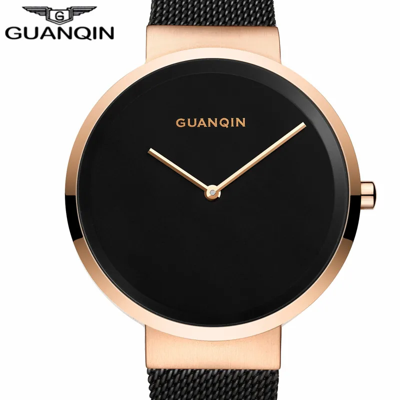 

Horloges Mannen 2017 GUANQIN Mens Watches Top Brand Luxury Stainless Steel Mesh Band Quartz Watch Men Fashion Simple Wristwatch
