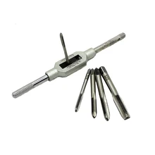 6pc 3F Hand Screw Thread Metric Plug Tap Set M3-M8 with Adjustable Tap Wrench 1/16-1/4″ for Metalworking
