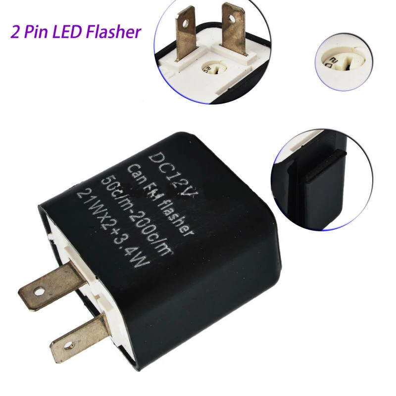 

12V 2 Pin LED Flasher Adjustable Frequency Turn Signal Flasher Blinker Indicator Relay Motorcycle Accessories Auto Parts