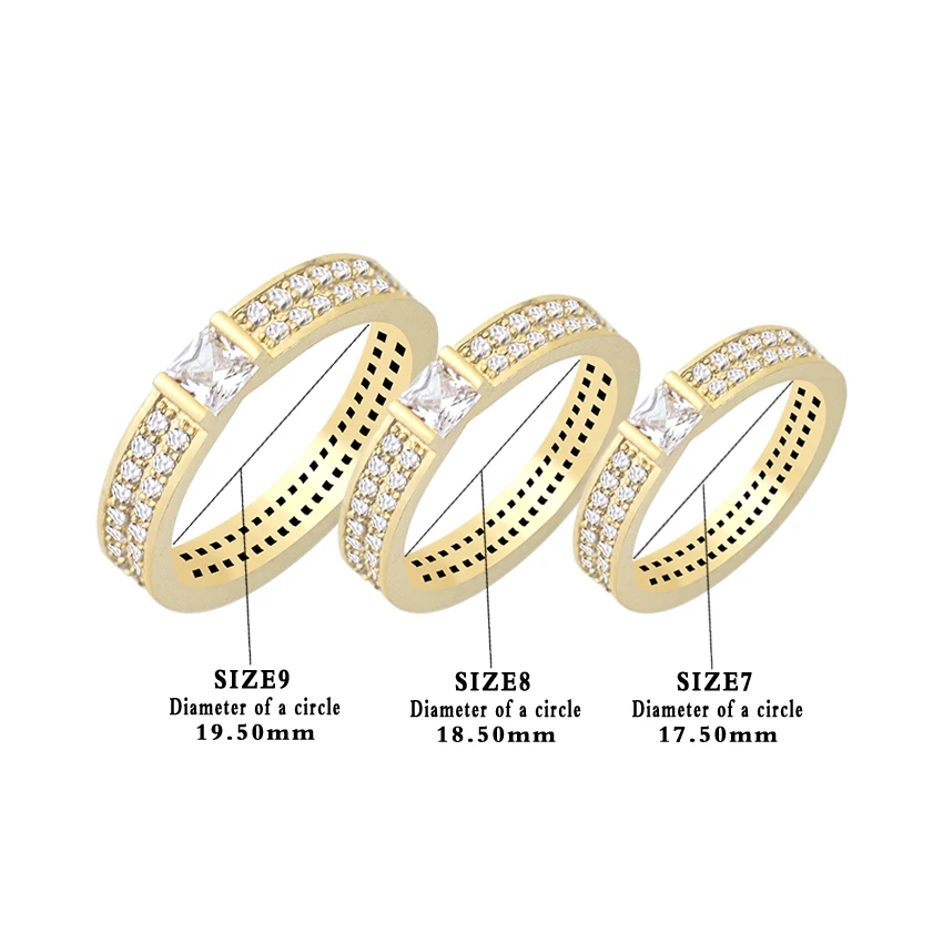 Austrian Crystals Couple Rings Gold Color Anelli Donna Layered Engagement Rings For Women Elegant Wedding Jewelry Bague Femme