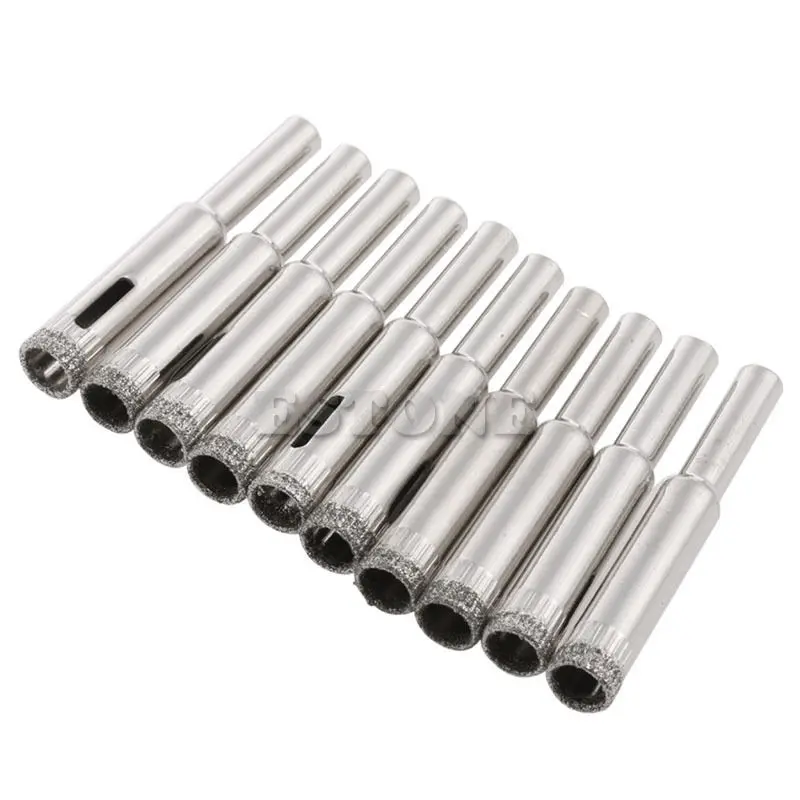 10Pcs Diamond Coated Core Drill Bits 5mm 6mm 8mm 10mm 12mm Hole Saw Glass Tile Ceramic Marble Working Accessories