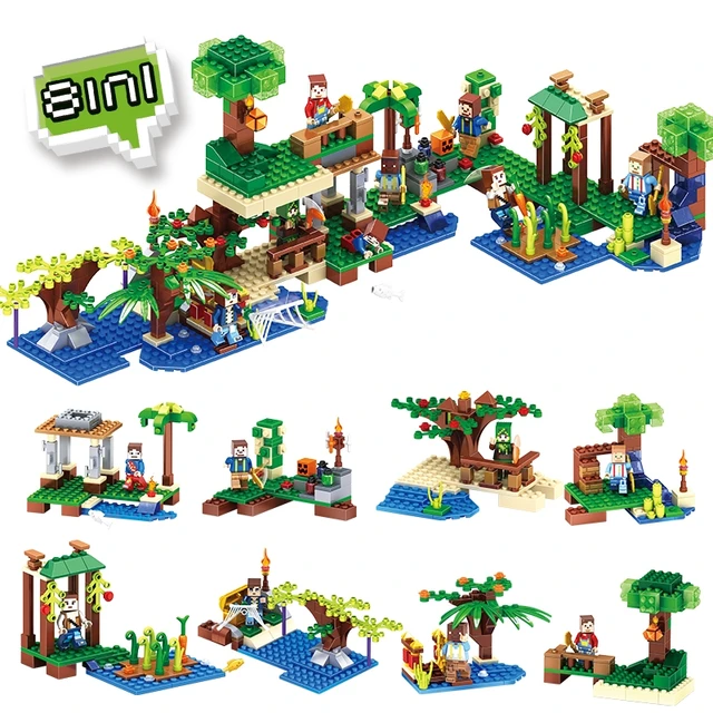 Special Offers My World Building Blocks Set Jungle Mini Steve Alex Zombie Enderman Reuben Village Figures Toy Compatible LegoINGlys Minecrafted