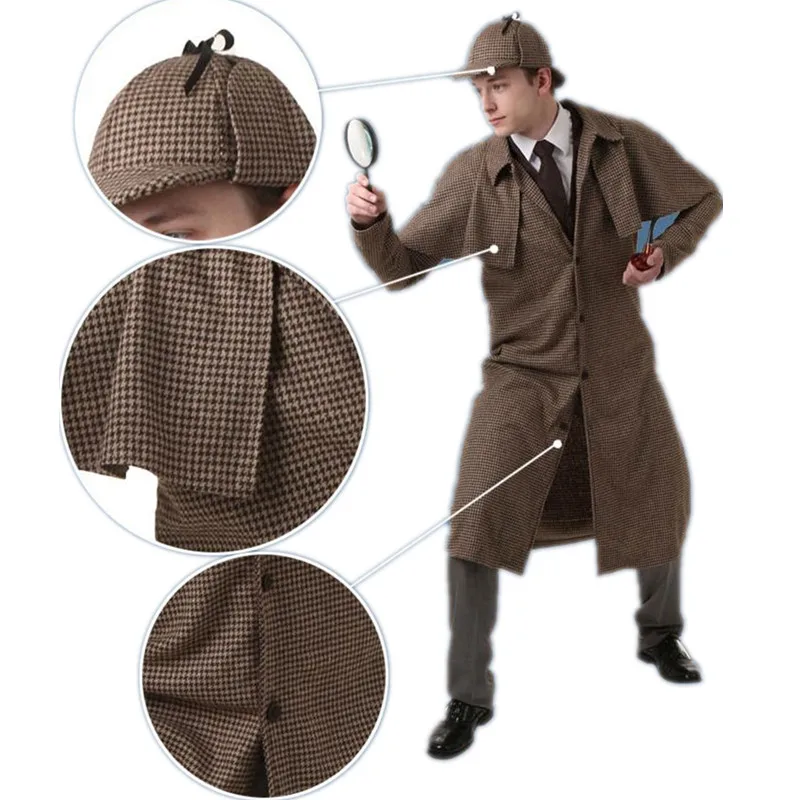 Trench cap Детские маскарадные костюмы Шерлока Холмса; маскарадный костюм; плащ-Тренч; увеличительная труба - Цвет: Trench cap