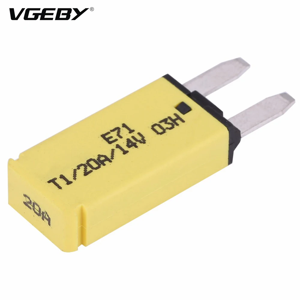 14V DC 20A Automatic Reset Mini Circuit Breaker Blade Fuses Yellow Color for Car Truck Boat RV